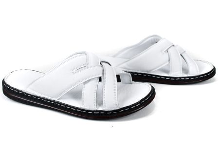 papuci bărbătești Miro Vento din piele albă naturală