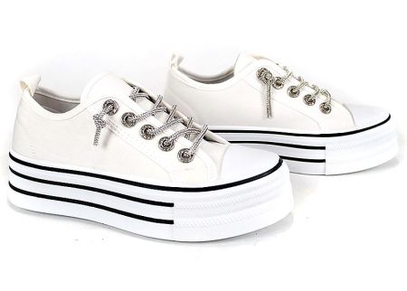 Bella Vista Alb – pantofi sport damă cu platformă albă și design versatil