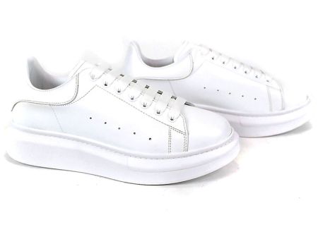 Pantofi sport bărbătești Nero Dentro din piele naturală albă cu talpă cusută