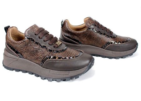Pantofi sport damă Linea Noble – piele naturală, nuanțe maro