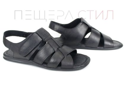 sandale bărbați Mare Blu negre piele naturală