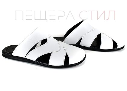 Papuci bărbătești Castro Line din piele naturală albi