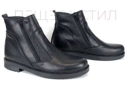 Cizme barbati de piele cu două fermoare în modelul negru Vito