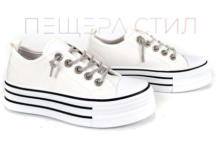 Bella Vista Alb – pantofi sport damă cu platformă albă și design versatil