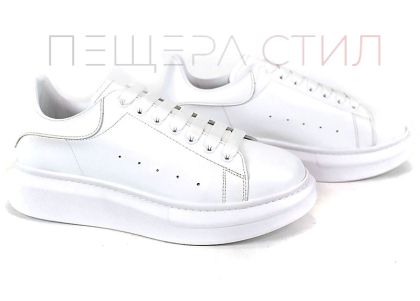 Pantofi sport bărbătești Nero Dentro din piele naturală albă cu talpă cusută