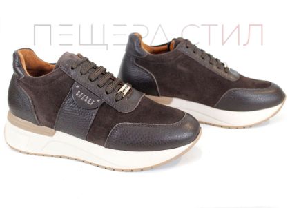 Sneakers damă Bruna Forte din piele floater maro și velur – tendința sezonului