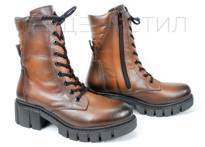 Ghete damă Linea Ombra din piele naturală – maro deschis, efect antichizat | Peshtera Stil