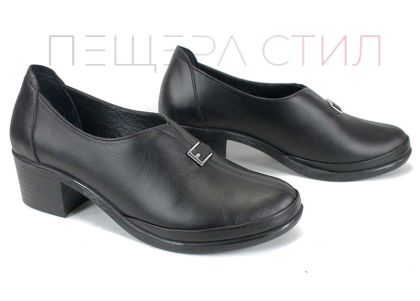 Pantofi negri eleganți cu toc mediu Lusso Forte