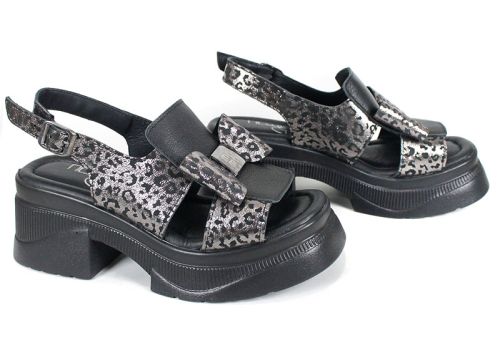 Pantofi casual dama din piele naturala cu imprimeu floral - model Luna