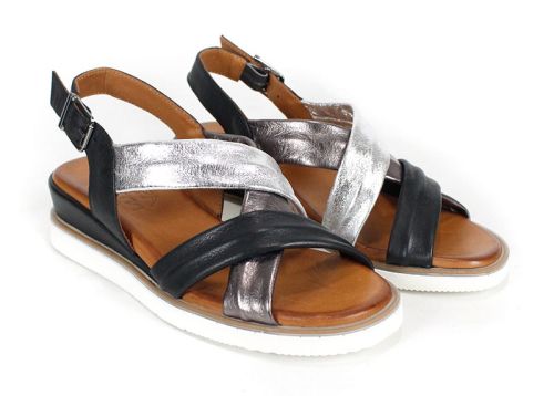 Pantofi casual dama din piele naturala cu imprimeu floral - model Luna