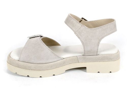 Sandale de damă Terra Vibe din piele întoarsă naturală în bej, cu catarame și platformă