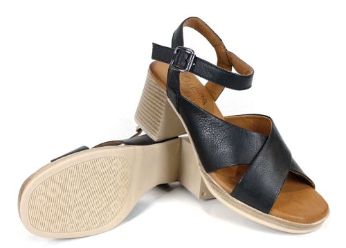 🖤 Noir Grace – Sandale damă din piele naturală în negru | Toc mediu și confort elegant