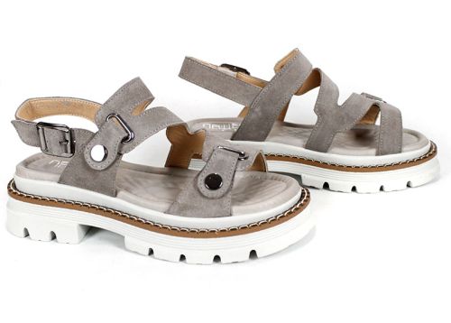 Terra Rise – Sandale damă din velur natural cu platformă joasă | culoare vizon