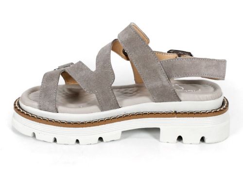 Sandale damă Terra Rise din velur natural în culoare vizon cu talpă albă