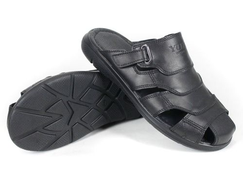 Sandale barbatesti din piele naturala de culoare neagra - model Vladi