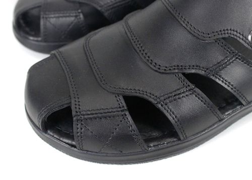 Sandale barbatesti din piele naturala de culoare neagra - model Vladi