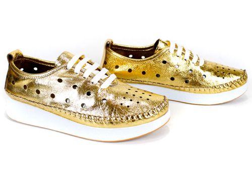 Pantofi de damă Samira din piele naturală, culoare aurie