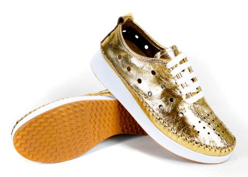 Pantofi de damă Samira din piele naturală, culoare aurie