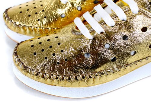 Pantofi de damă Samira din piele naturală, culoare aurie