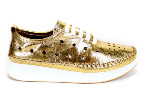 Pantofi de damă Samira din piele naturală, culoare aurie