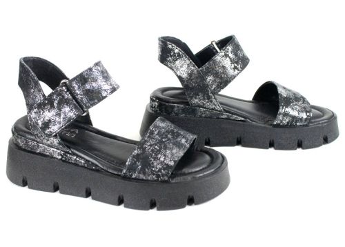 sandale damă Carolina piele naturală argintiu platformă