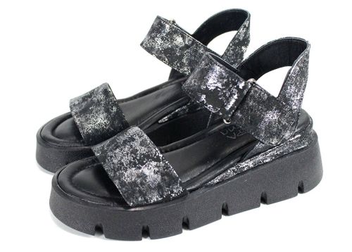 sandale damă Carolina piele naturală argintiu platformă