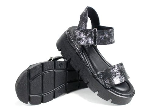 sandale damă Carolina piele naturală argintiu platformă