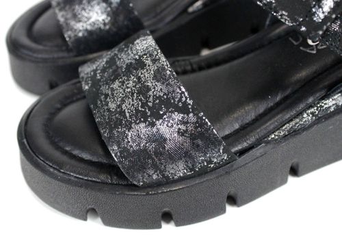 sandale damă Carolina piele naturală argintiu platformă