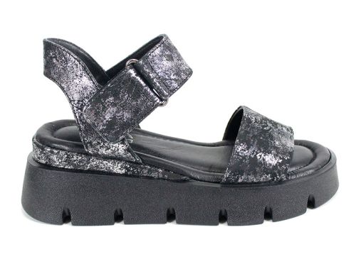 sandale damă Carolina piele naturală argintiu platformă