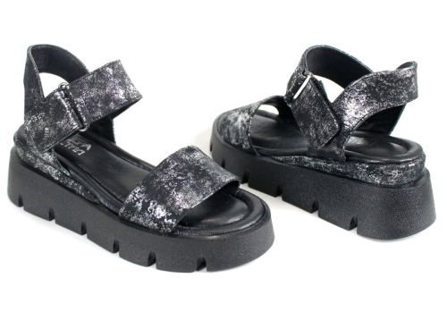 sandale damă Carolina piele naturală argintiu platformă