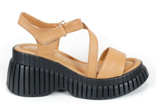 sandale damă Siena din piele naturală cu platformă înaltă neagră