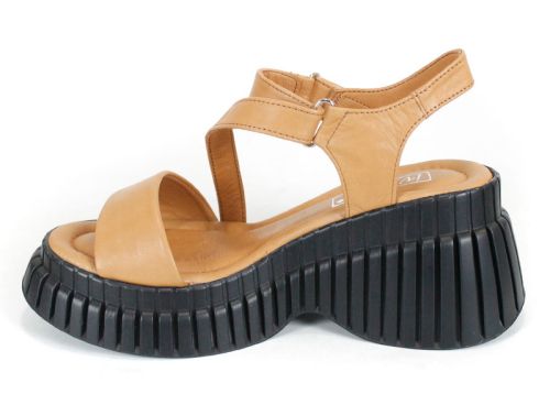 sandale damă Siena din piele naturală cu platformă înaltă neagră