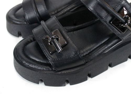 sandale damă din piele naturală neagră cu platformă Bella Notte