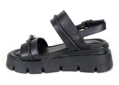 sandale damă din piele naturală neagră cu platformă Bella Notte