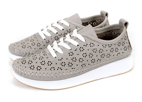 pantofi de vară Magia Fiore din piele naturală cu perforații și talpă albă flexibilă