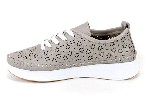 pantofi de vară Magia Fiore din piele naturală cu perforații și talpă albă flexibilă