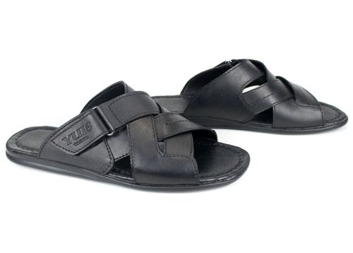 Papuci bărbătești Nero Flexo din piele naturală, culoare neagră