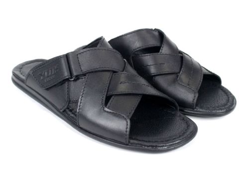 Papuci bărbătești Nero Flexo din piele naturală, culoare neagră