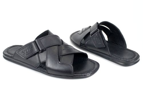 Papuci bărbătești Nero Flexo din piele naturală, culoare neagră