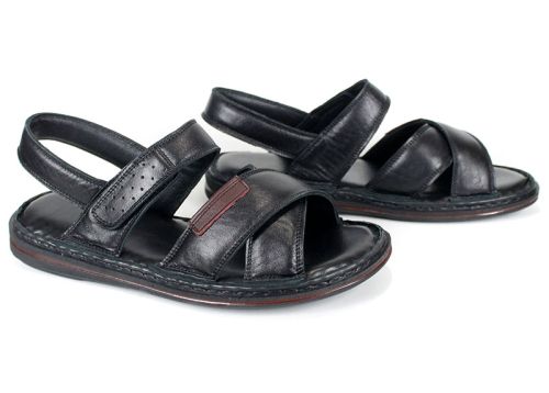 sandale bărbătești din piele naturală Notte Classico culoare neagră