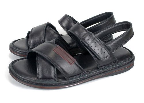 sandale bărbătești din piele naturală Notte Classico culoare neagră