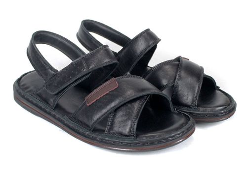 sandale bărbătești din piele naturală Notte Classico culoare neagră
