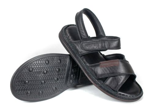 sandale bărbătești din piele naturală Notte Classico culoare neagră