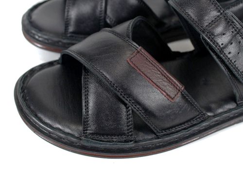 sandale bărbătești din piele naturală Notte Classico culoare neagră