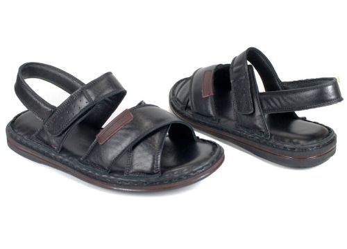 sandale bărbătești din piele naturală Notte Classico culoare neagră