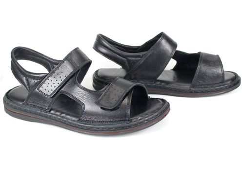 Sandale barbatesti din piele naturala de culoare neagra - model Vladi