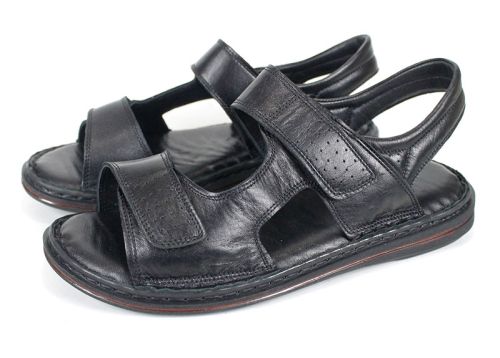 Sandale barbatesti din piele naturala de culoare neagra - model Vladi