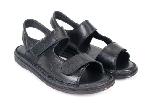 Sandale barbatesti din piele naturala de culoare neagra - model Vladi