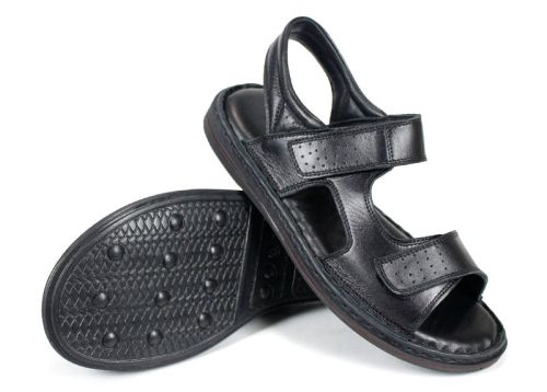 Sandale barbatesti din piele naturala de culoare neagra - model Vladi