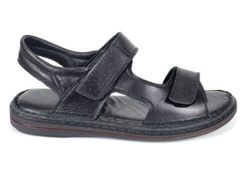 Sandale barbatesti din piele naturala de culoare neagra - model Vladi